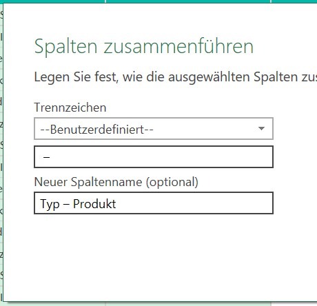 Screenshot, der zeigt wie Trennzeichen definiert und der Spaltenname neu angelegt werden können.