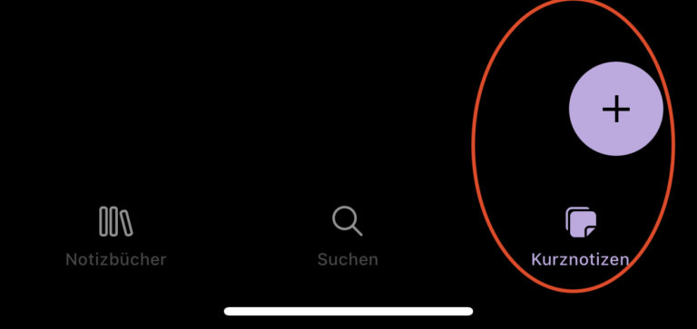 Ein Screenshot, der die Kurznotizen in der mobilen App zeigt.