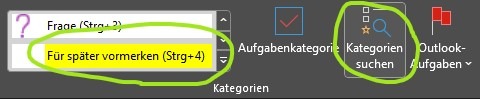 Ein Screenshot, der die Möglichkeit zeigt, mit Kategorien in OneNote zu arbeiten.