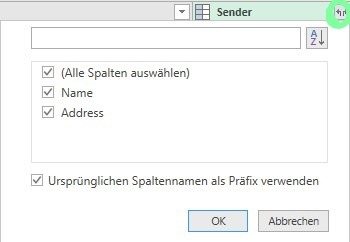 Ein Screenshot, der die Darstellung eines Records in Excel anzeigt.