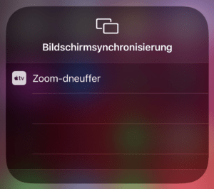 Screenshot, der die Bildschirmsynchronisierung unter iOS anzeigt.