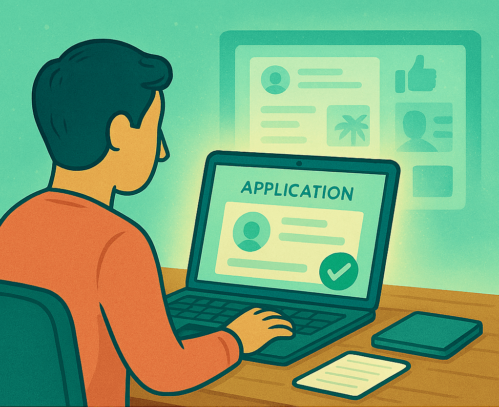 Frau auf einem Pool‑Float in sommerlicher Badebekleidung; das Bild steht für private Online‑Selbstdarstellung und die Frage, wie solche Inhalte im Kontext von Bewerbungen wahrgenommen werden – ein zentrales Motiv im Thema Jobkiller Social Media.