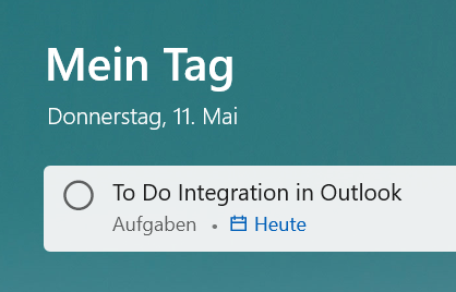 Ein Screenshot, der eine Aufgabe unter "Mein Tag" in Microsoft To Do anzeigt.